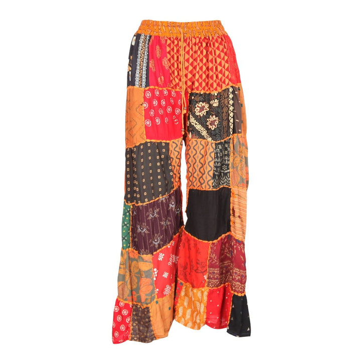 Tiered Patchwork Wide Leg Trousers