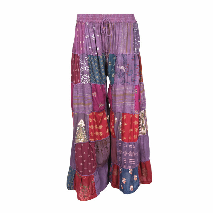 Tiered Patchwork Wide Leg Trousers