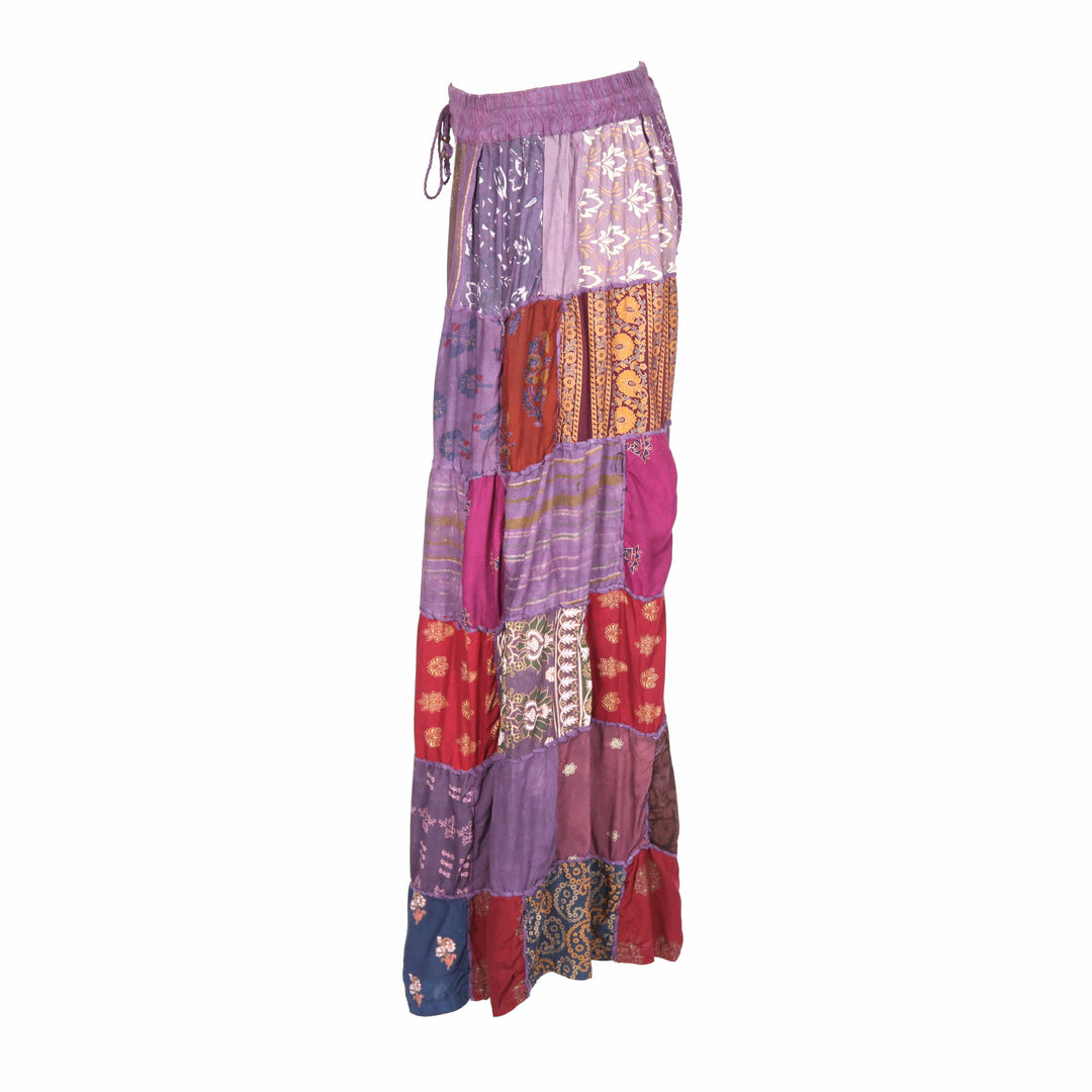 Tiered Patchwork Wide Leg Trousers