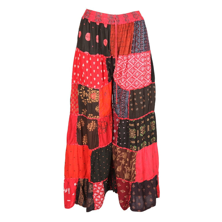 Tiered Patchwork Wide Leg Trousers