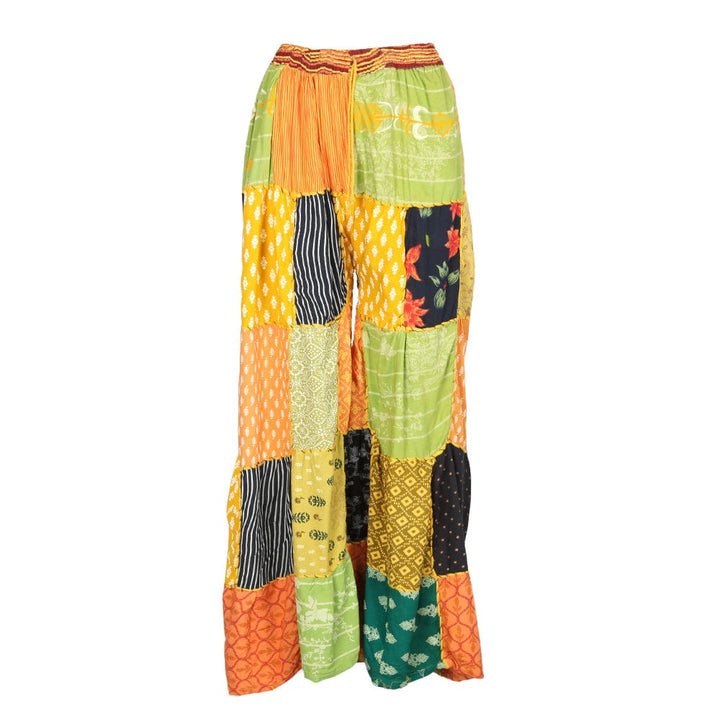 Tiered Patchwork Wide Leg Trousers