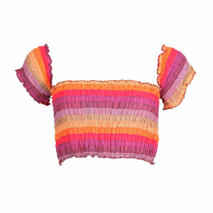 Stripe Ruched Crop Top