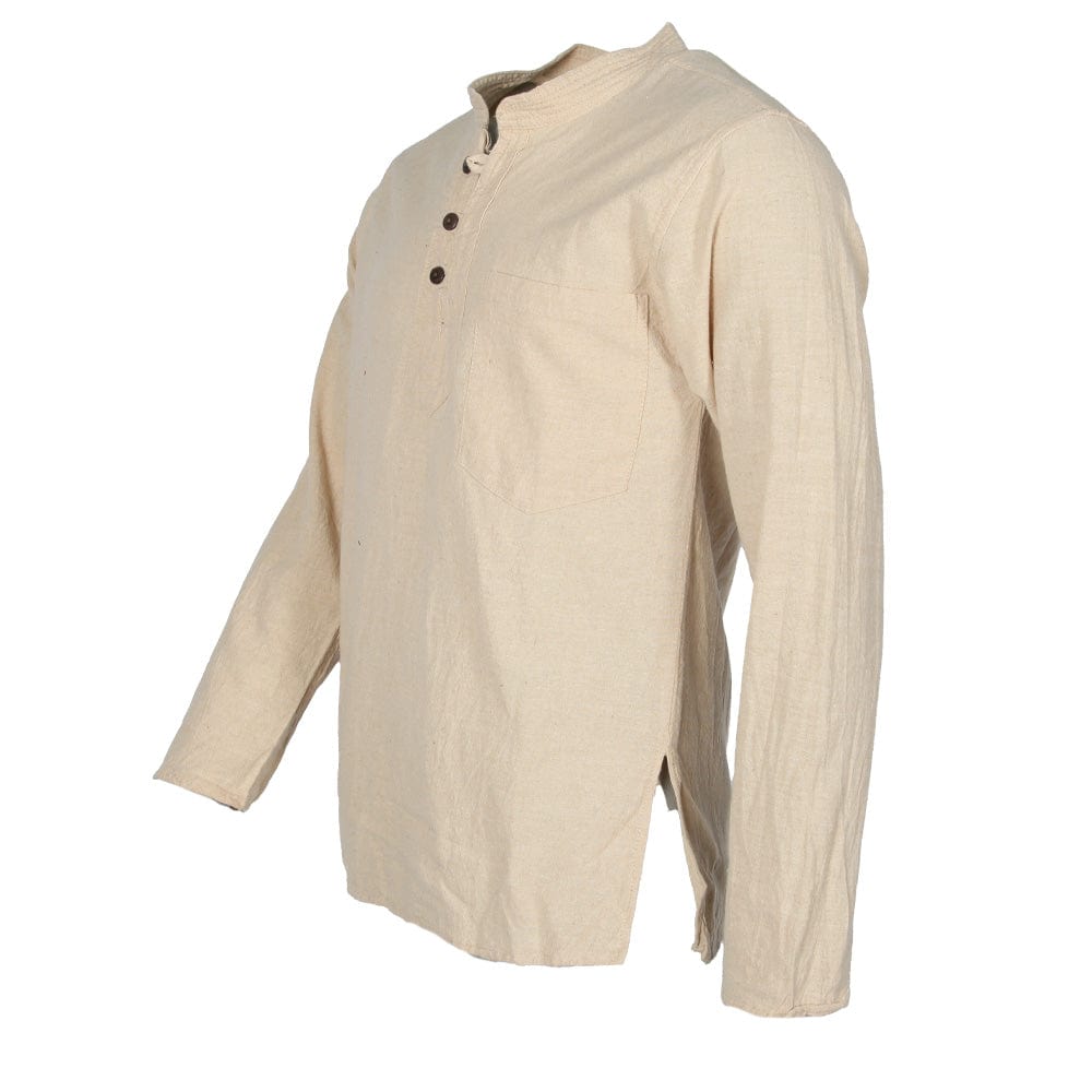 Hemp & Cotton Mix Collarless Shirt