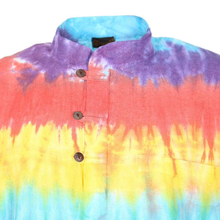 Rainbow Tie Dye Collarless Shirt