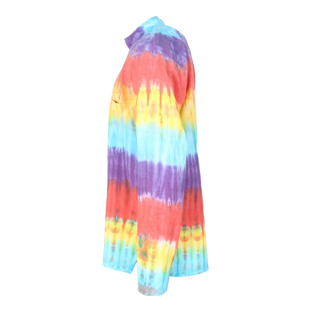 Rainbow Tie Dye Collarless Shirt