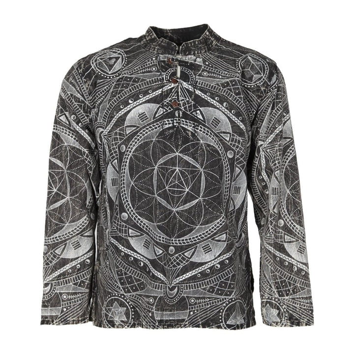 Overdyed Flower Of Life Kurta Shirt