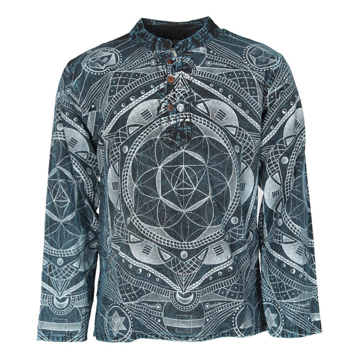 Overdyed Flower Of Life Kurta Shirt