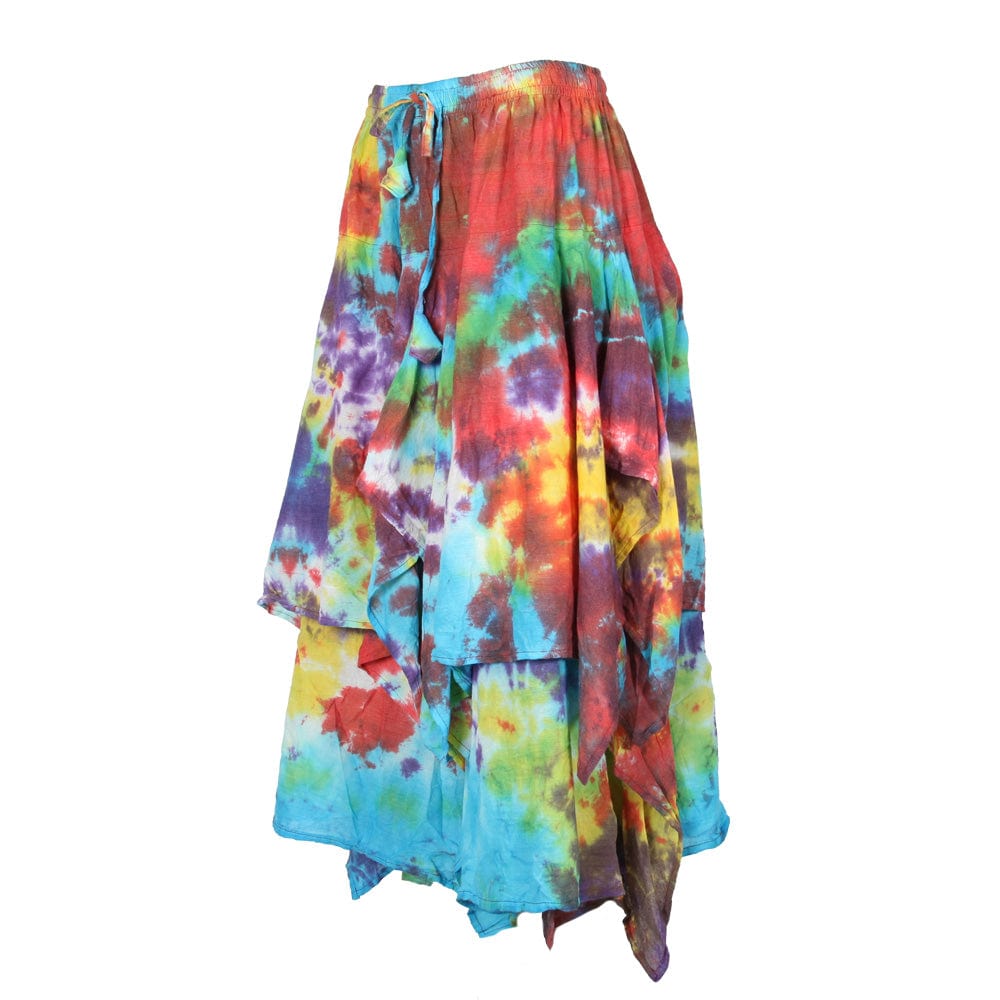 Cotton Tie-Dye Hanky Hem Skirt