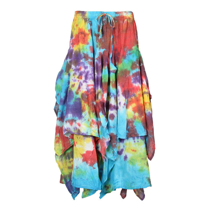 Cotton Tie-Dye Hanky Hem Skirt