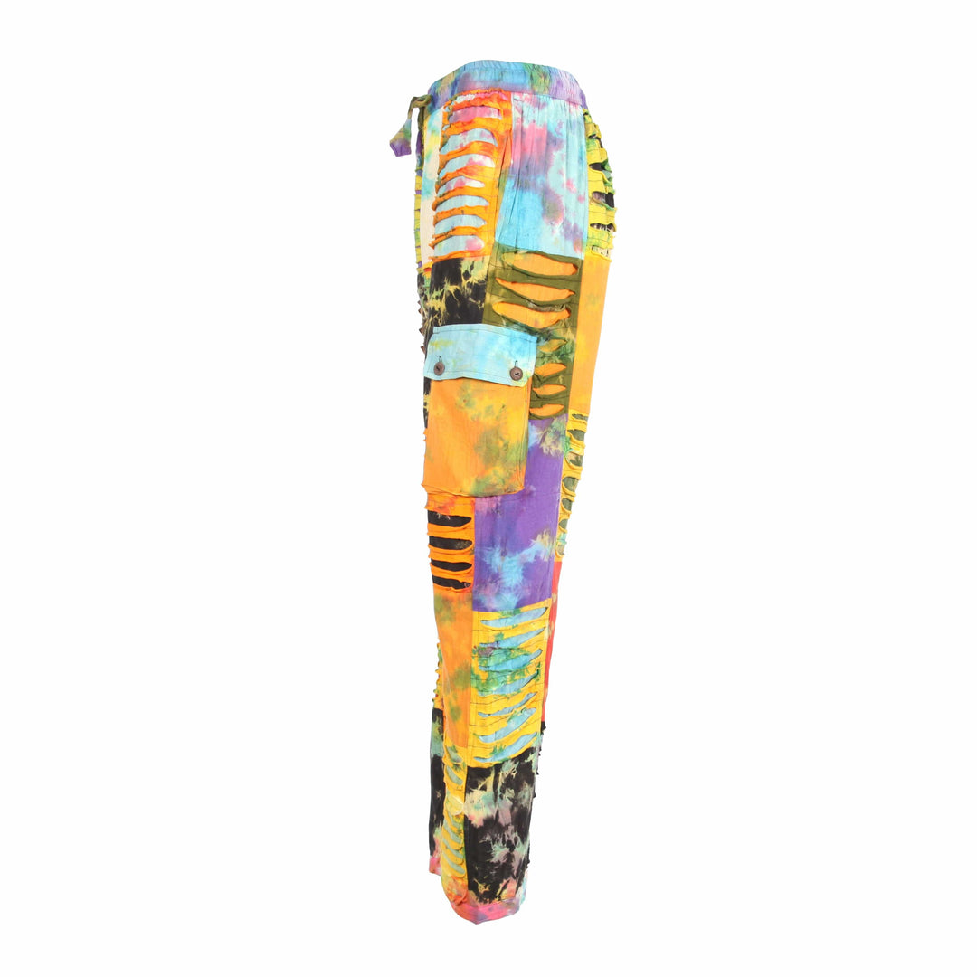 Men's Tie Dye Patchwork Cargo Trousers