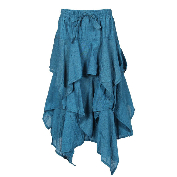 Cotton Layered Hanky Hem Skirt