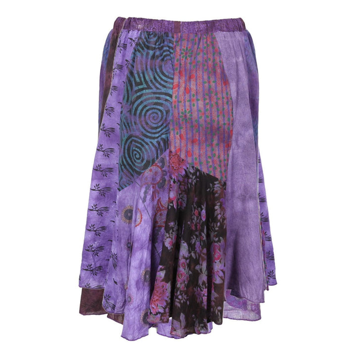 Patchwork Purple Midi Skirt