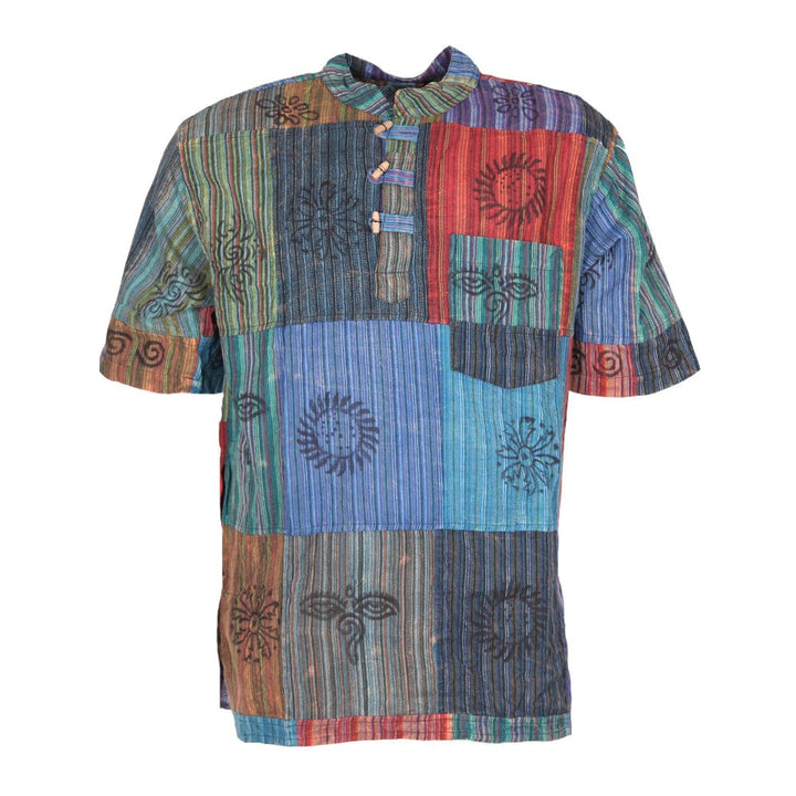 Short Sleeve Patchwork Kurta Shirt