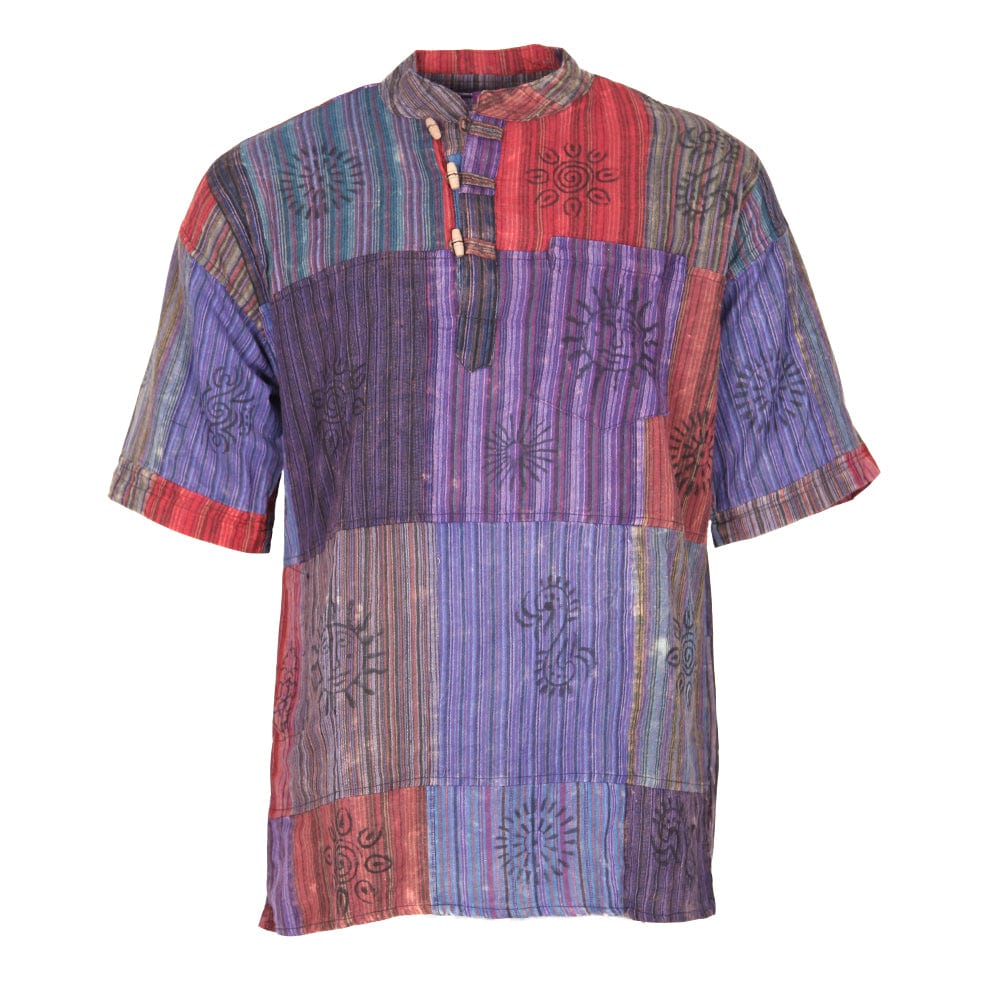 Short Sleeve Patchwork Kurta Shirt