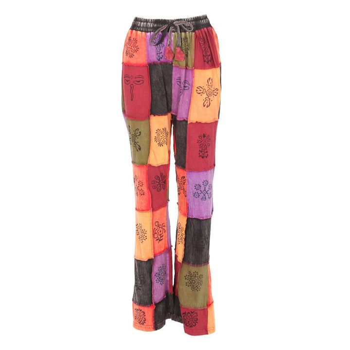 Block Print Patchwork Jersey Trousers