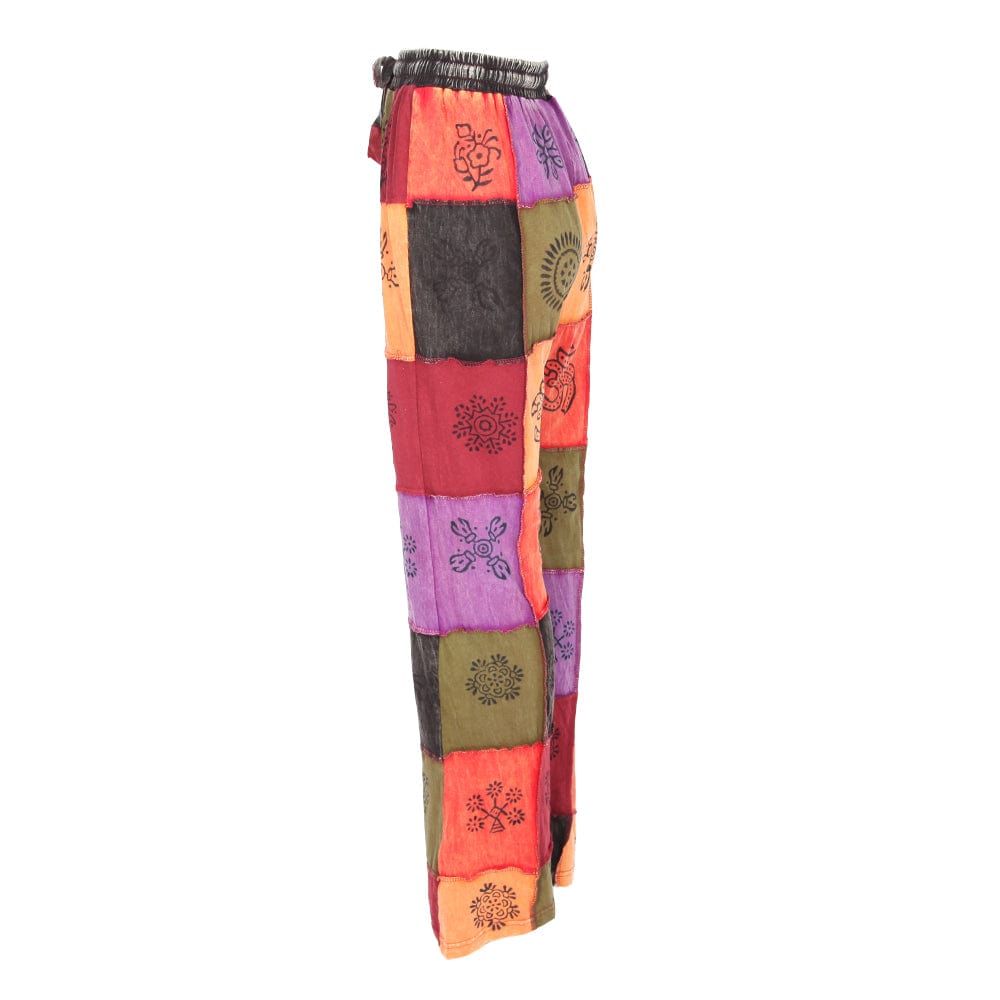 Block Print Patchwork Jersey Trousers