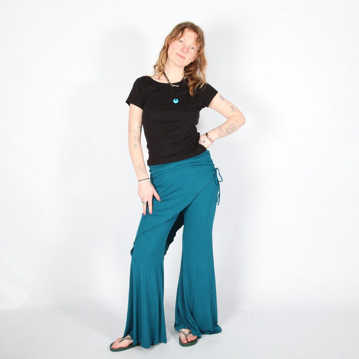 Flared Trousers with Skirt Overlay