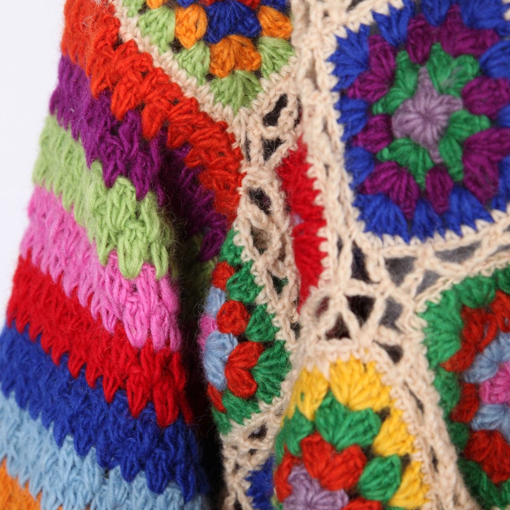 Granny Square Crochet Rainbow Cardigan