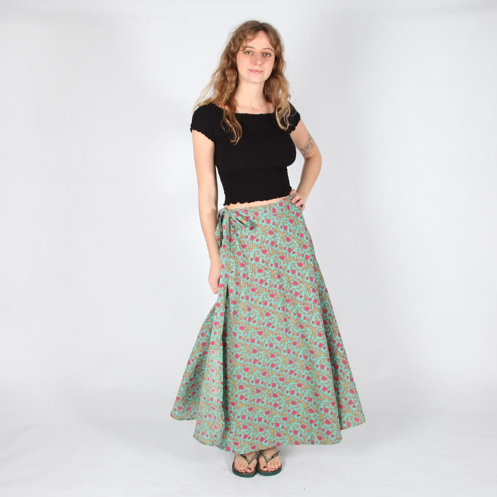 Flower Print Indian Wrap Skirt