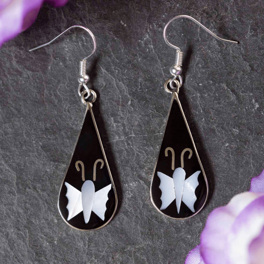 Abalone Shell Butterfly Earrings