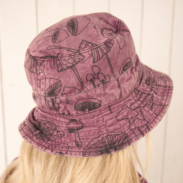 Men's Wild Mushroom Print Bucket Hat