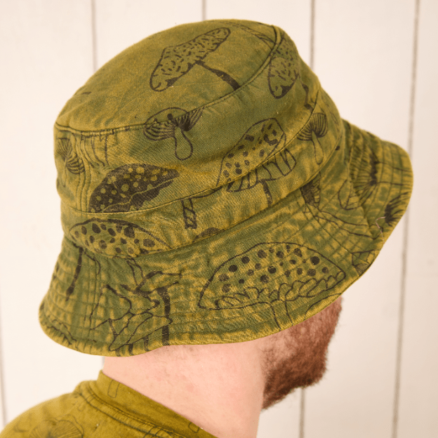 Men's Wild Mushroom Print Bucket Hat