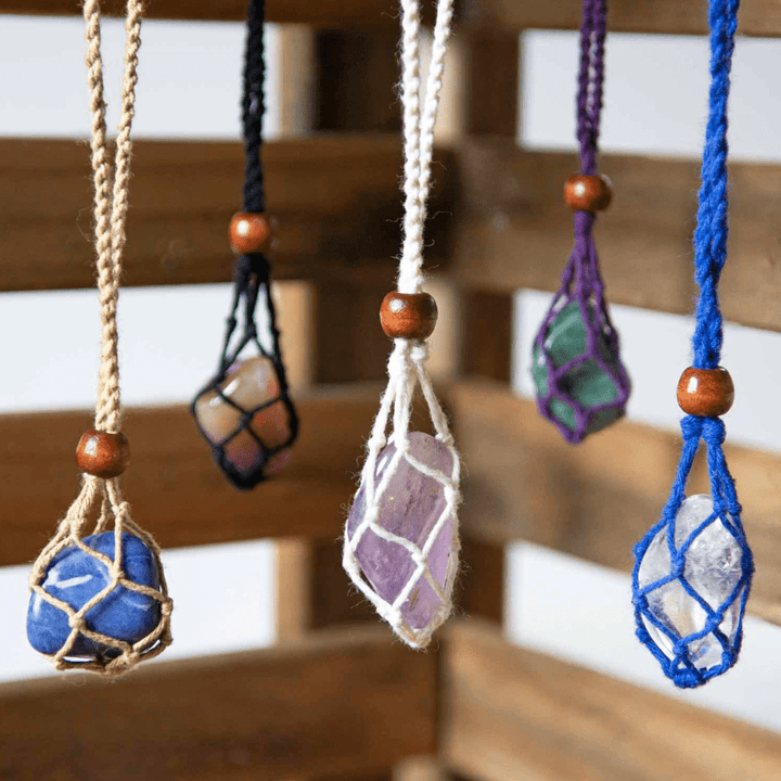 Macrame Crystal Holder Necklace