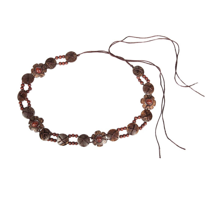 Floral Beaded Coconut Shell Belt