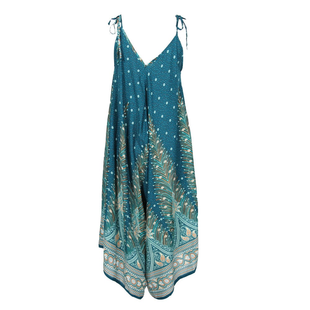 Peacock Feather Wide Leg Jumpsuit