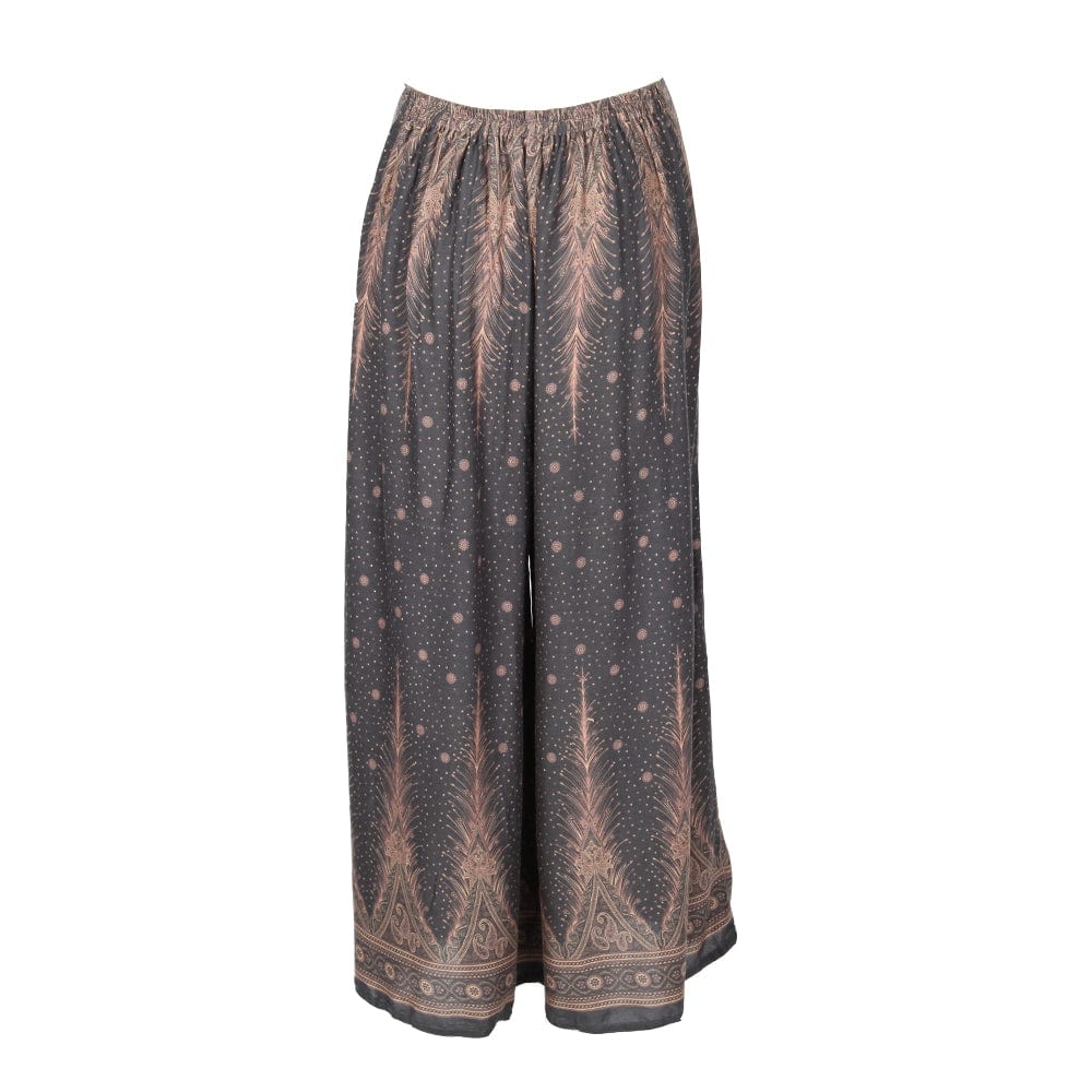 Feather Print Wide Leg Trousers