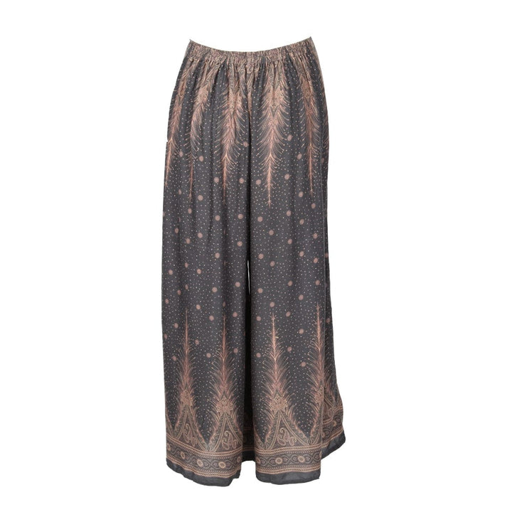 Feather Print Wide Leg Trousers