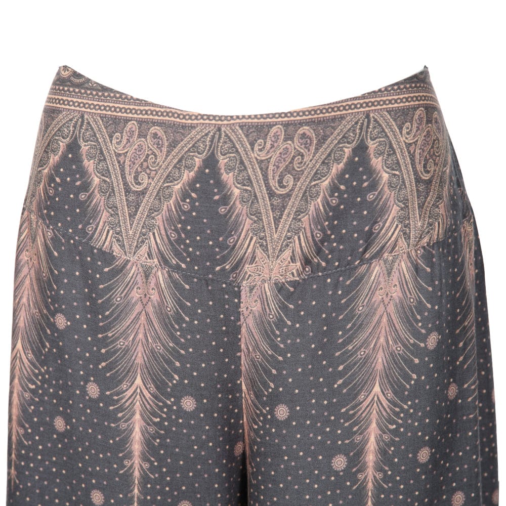 Feather Print Wide Leg Trousers