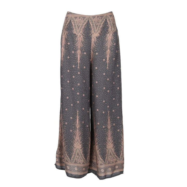 Feather Print Wide Leg Trousers