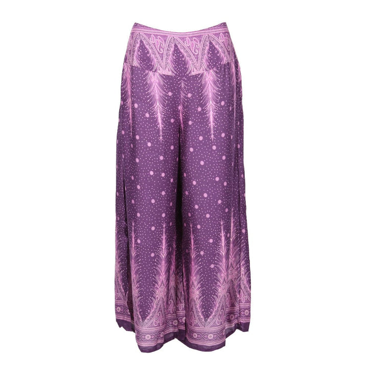 Feather Print Wide Leg Trousers