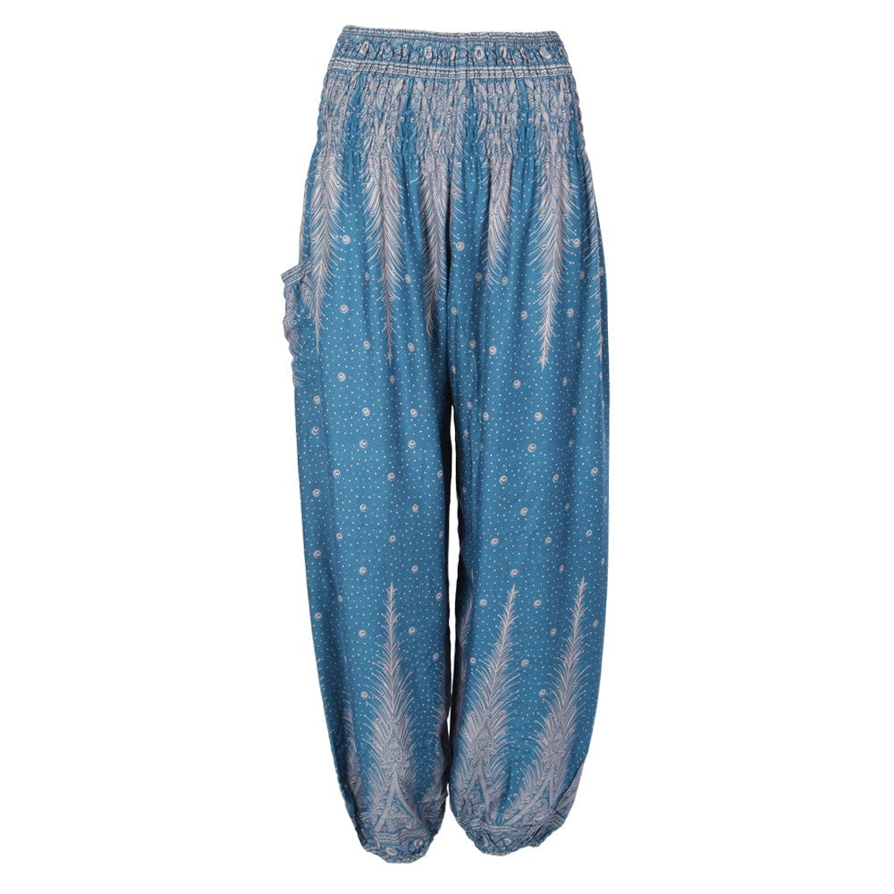 Feather Print Harem Pants