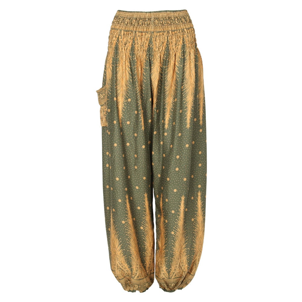 Feather Print Harem Pants