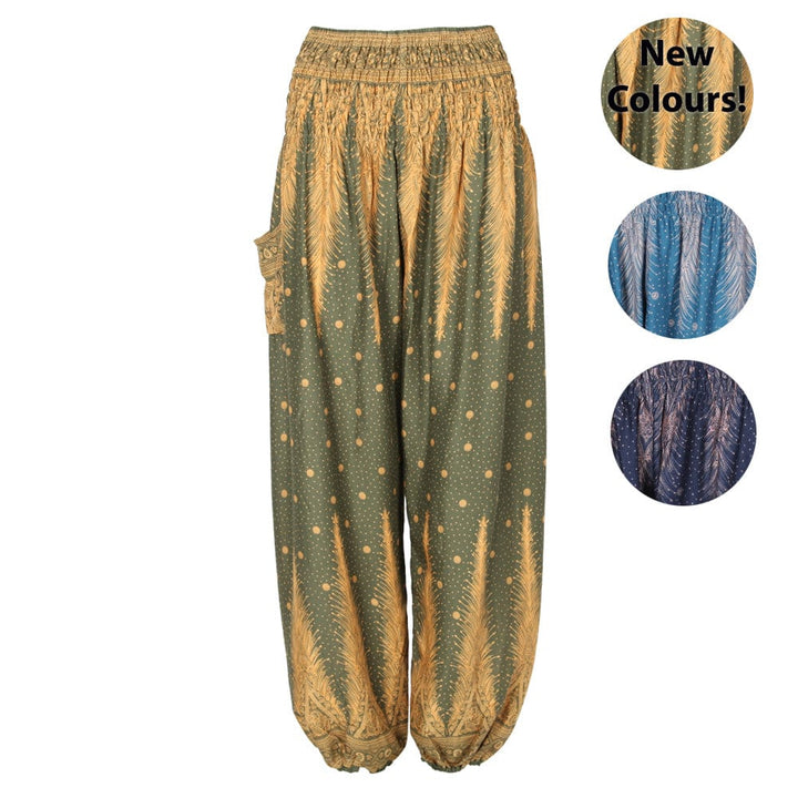 Feather Print Harem Pants