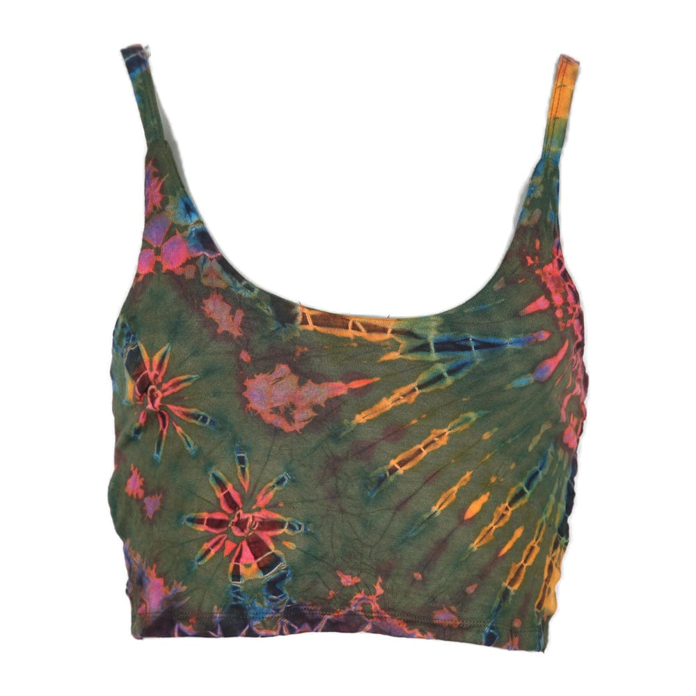 Tie Dye Lattice Back Crop Top