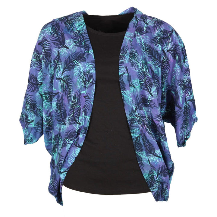 Feather Print Scoop Shrug