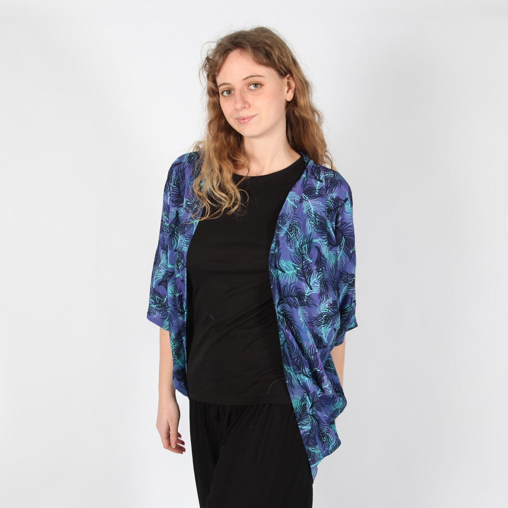 Feather Print Scoop Shrug