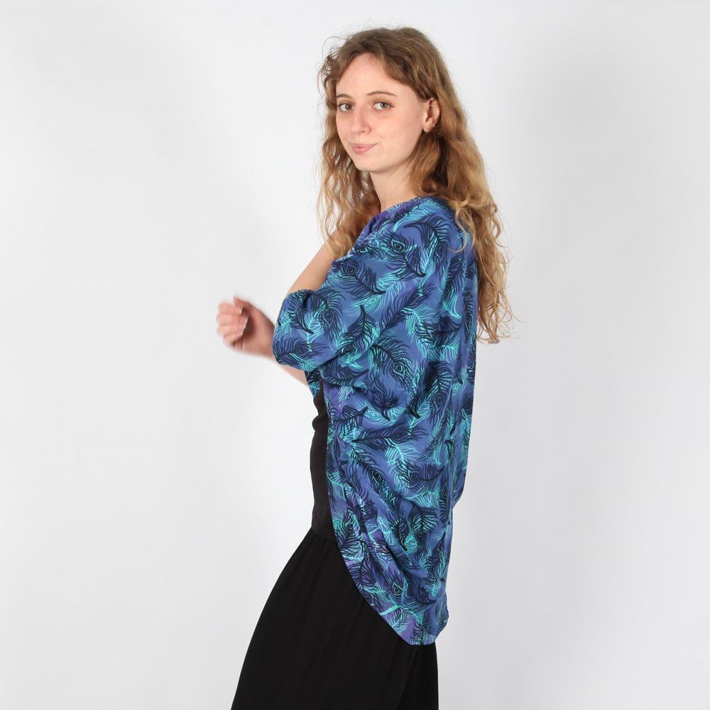 Feather Print Scoop Shrug