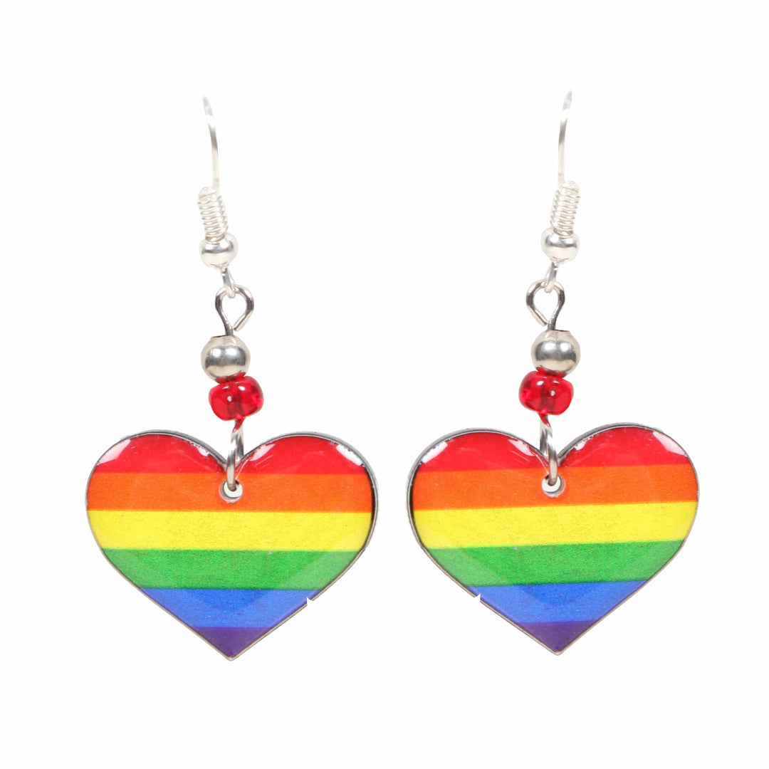 Rainbow Heart Drop Earrings