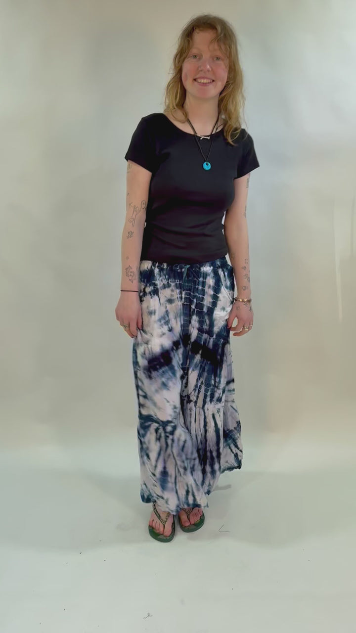 Tiered Tie Dye Wide Leg Trousers