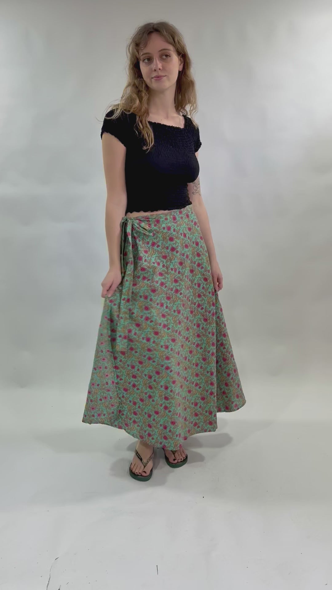 Flower Print Indian Wrap Skirt