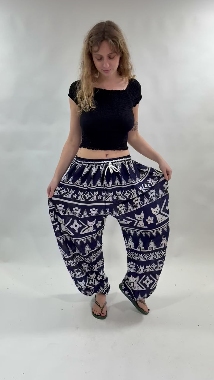 Cat Print Harem Trousers