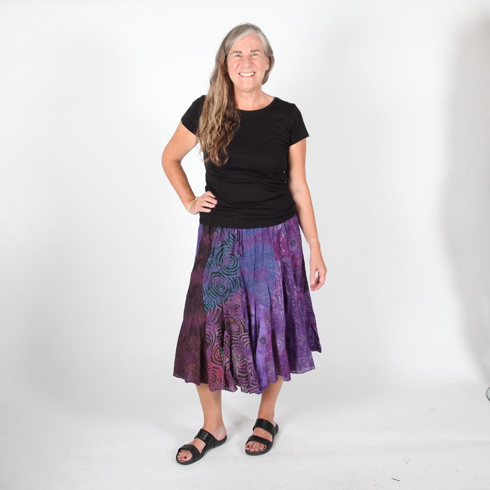 Patchwork Purple Midi Skirt