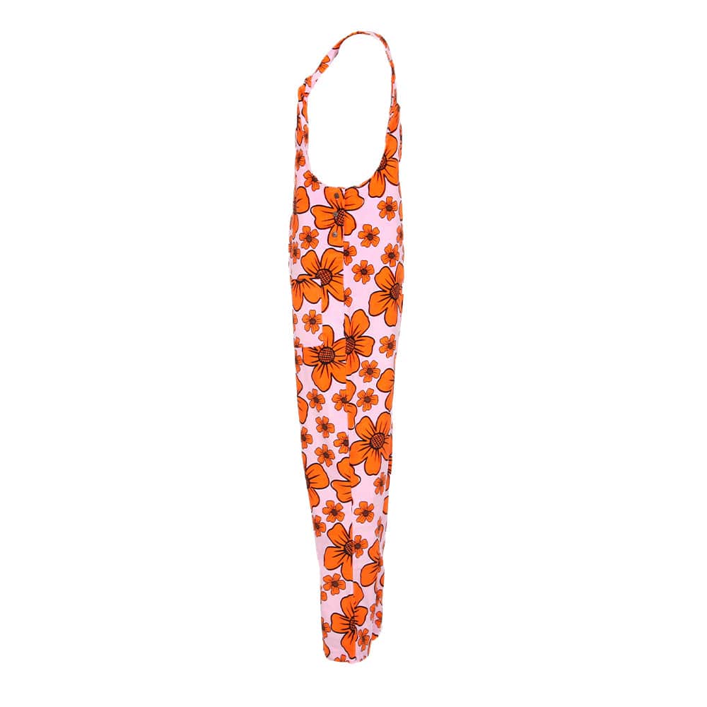 Flower Print Cord Dungarees..