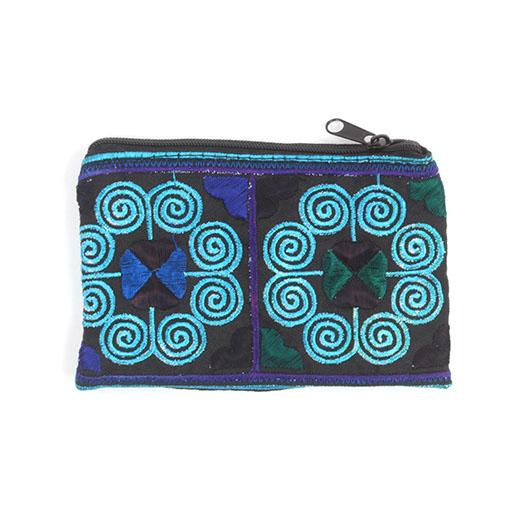 Embroidered Spiral Mandala Coin Purse