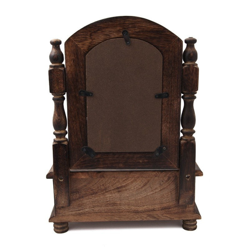 small mango wood vanity mirror back view