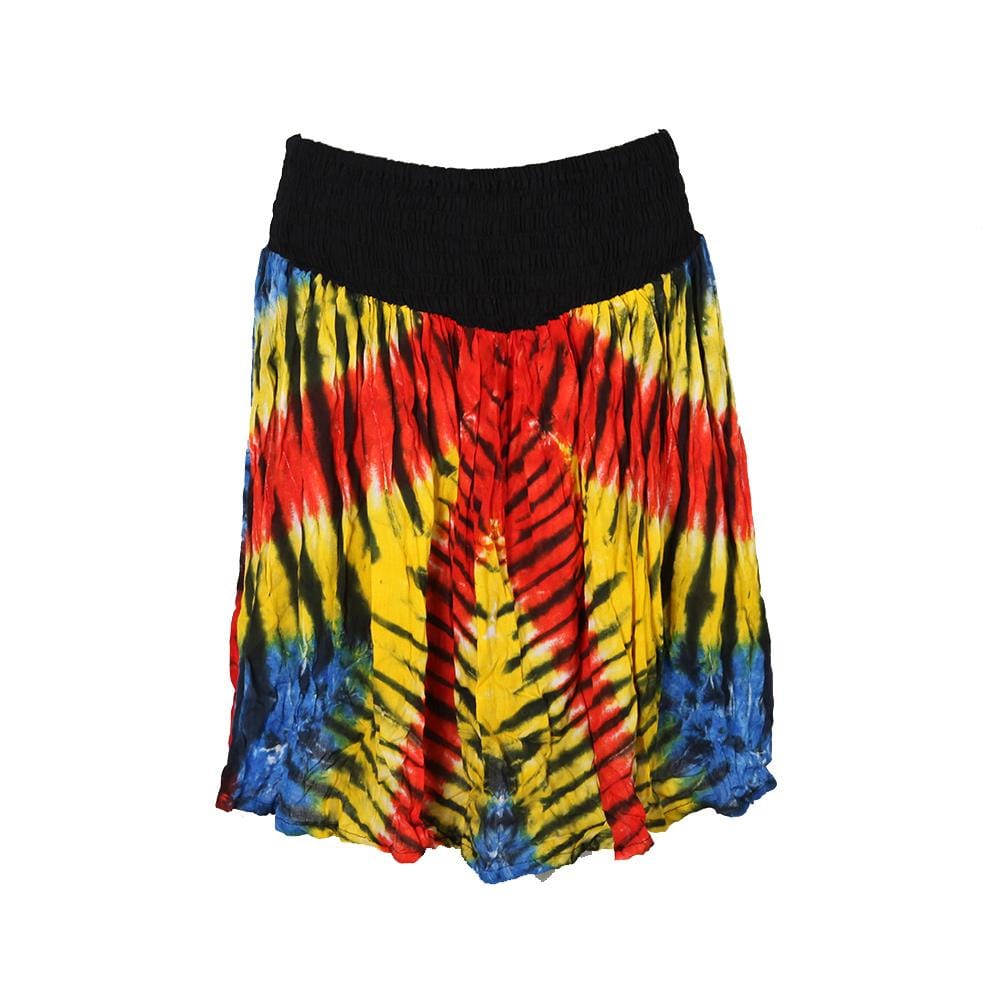 Shirred Tie Dye Mini Skirt